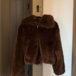 GAP Dark Brown Faux Fur Jacket